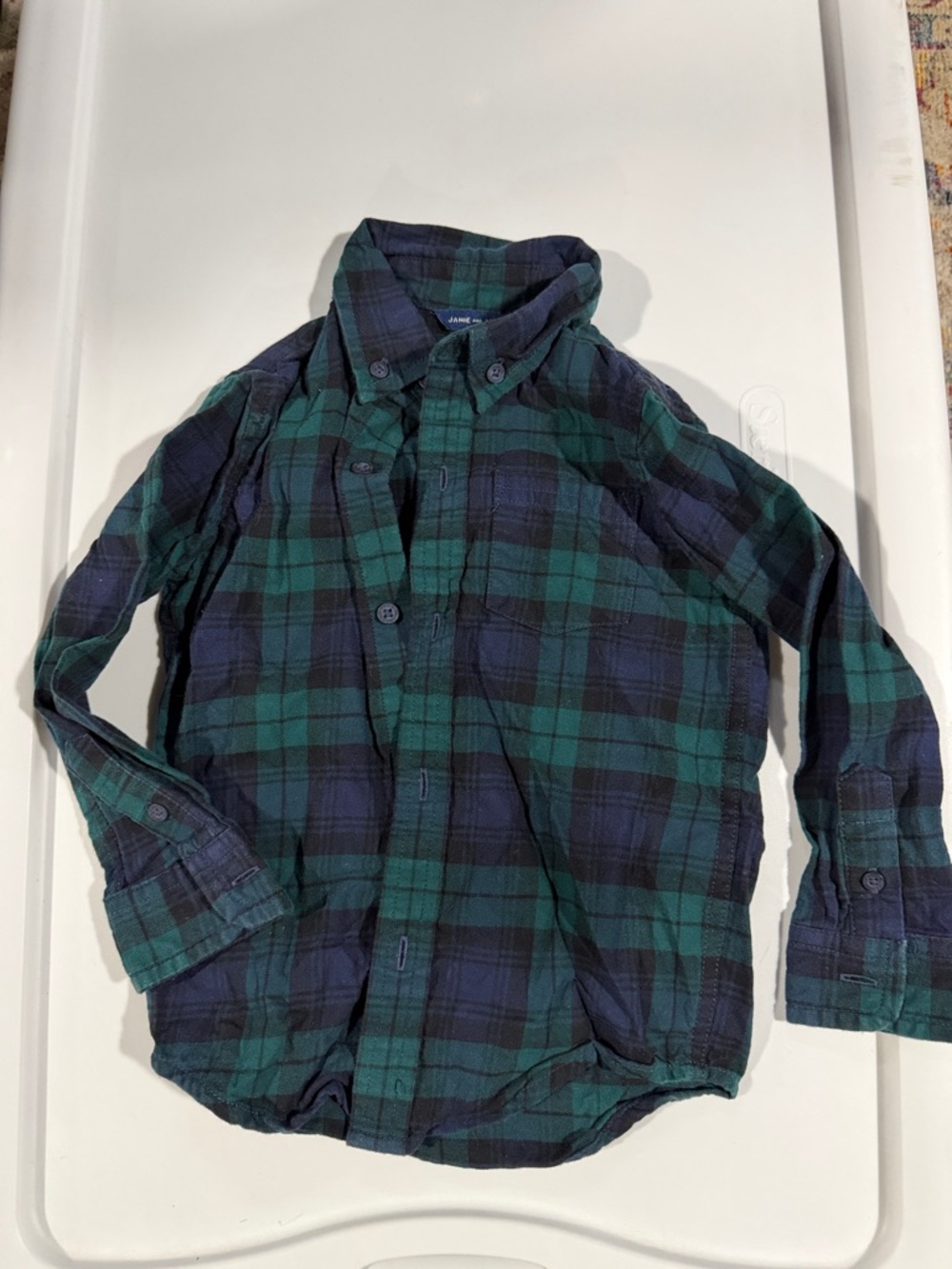 Janie and Jack Green & Navy Plaid Button-Down Shirt
